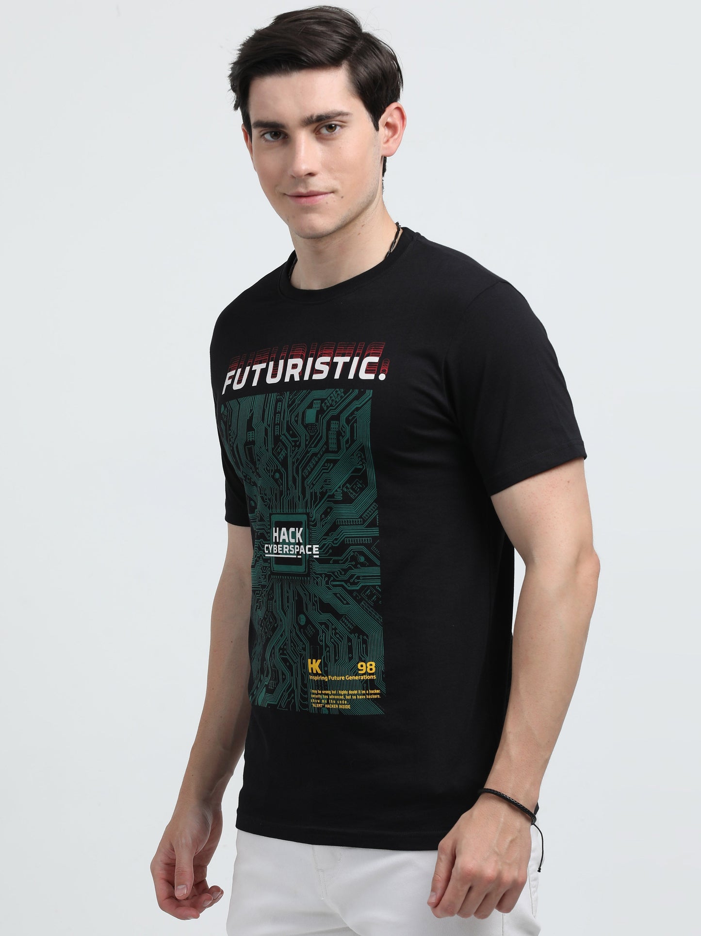 Indo Cotton Men's Printed Crew Neck T-Shirt