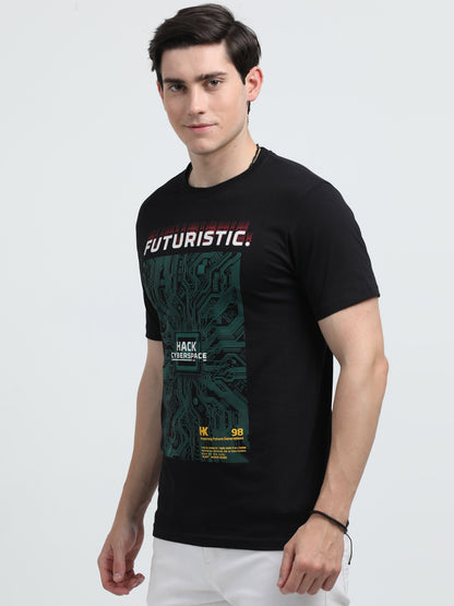 Indo Cotton Men's Printed Crew Neck T-Shirt
