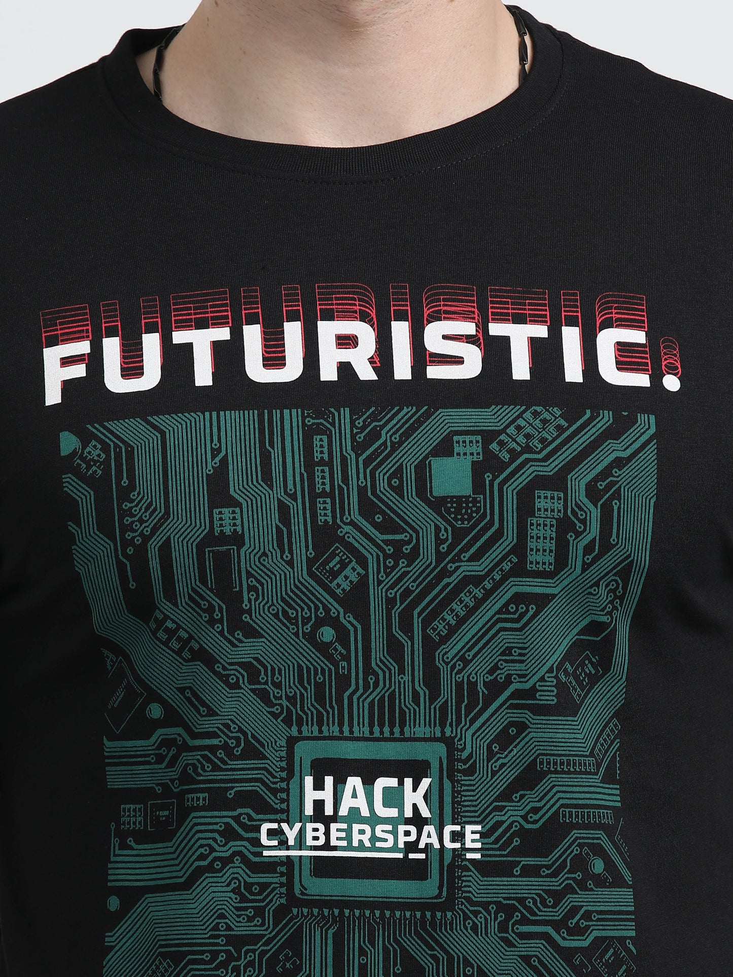 Indo Cotton Men's Printed Crew Neck T-Shirt