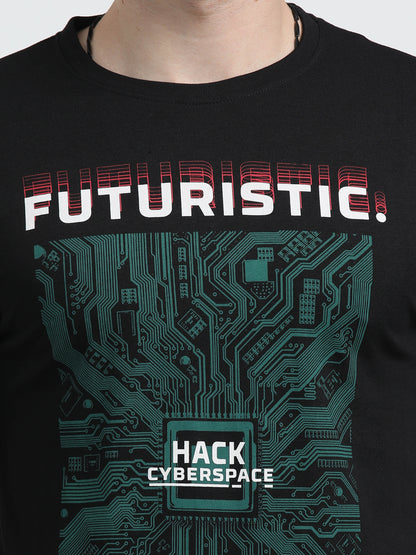 Indo Cotton Men's Printed Crew Neck T-Shirt