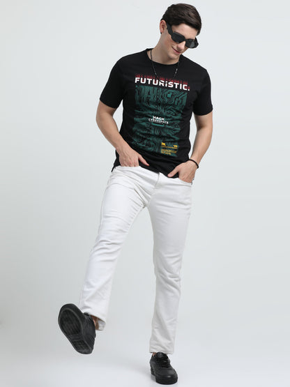 Indo Cotton Men's Printed Crew Neck T-Shirt