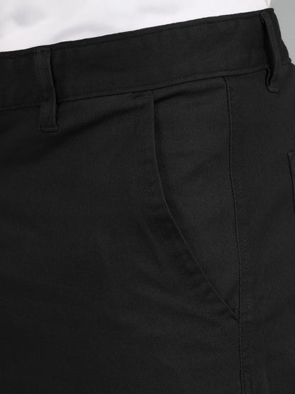 Men Cotton Baggy Fit Cargo Trousers, Black