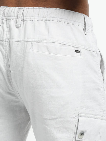 White Cargo Trousers with Drawstring.