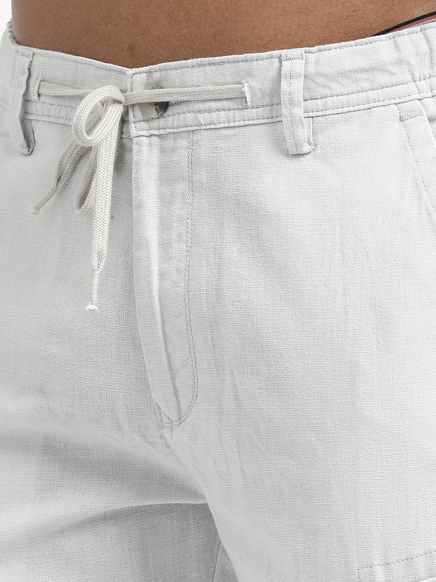 White Cargo Trousers with Drawstring.