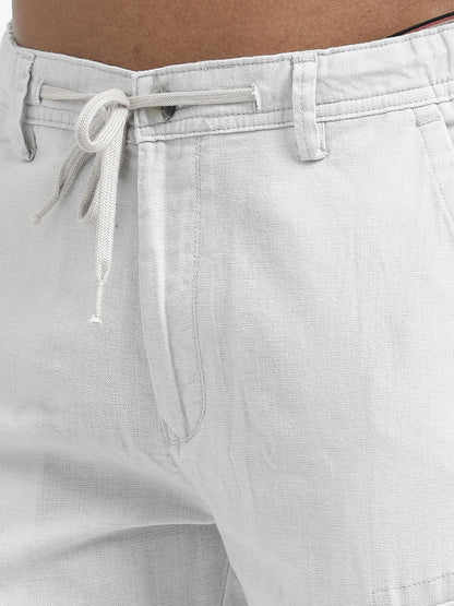 White Cargo Trousers with Drawstring.