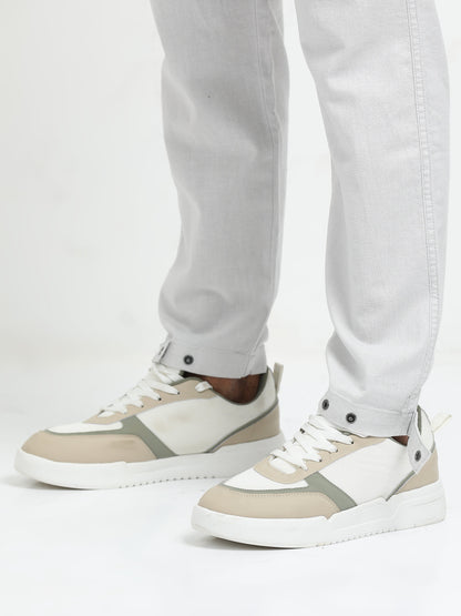 White Cargo Trousers with Drawstring.