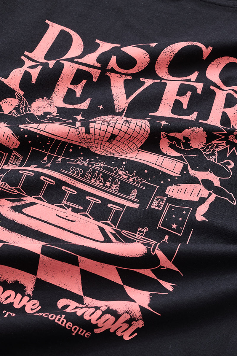 Black Graphic Print Slim Fit T-Shirt