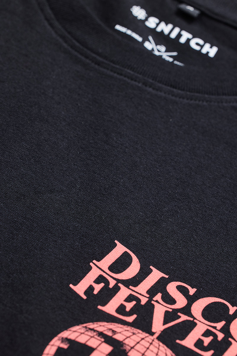 Black Graphic Print Slim Fit T-Shirt