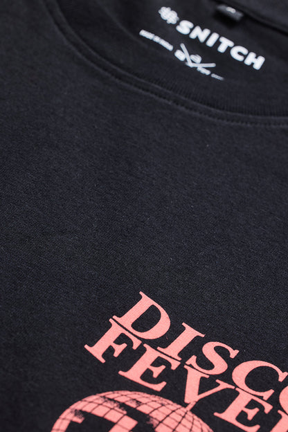 Black Graphic Print Slim Fit T-Shirt