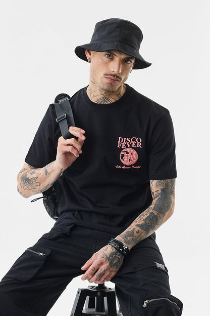 Black Graphic Print Slim Fit T-Shirt