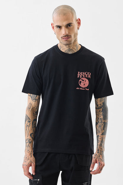 Black Graphic Print Slim Fit T-Shirt