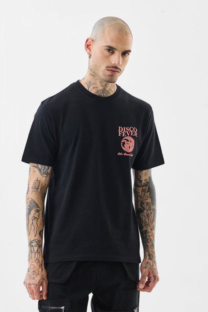 Black Graphic Print Slim Fit T-Shirt