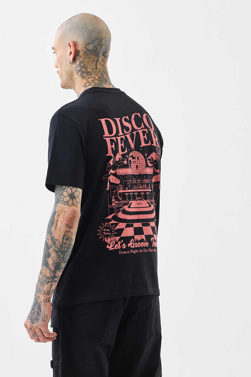 Black Graphic Print Slim Fit T-Shirt