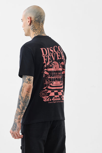Black Graphic Print Slim Fit T-Shirt