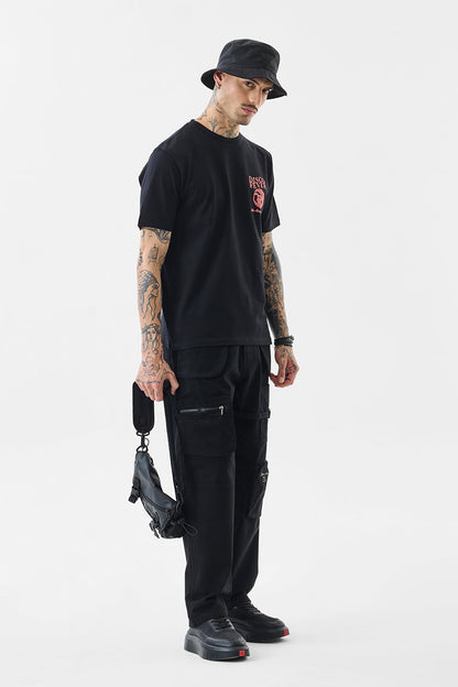 Black Graphic Print Slim Fit T-Shirt