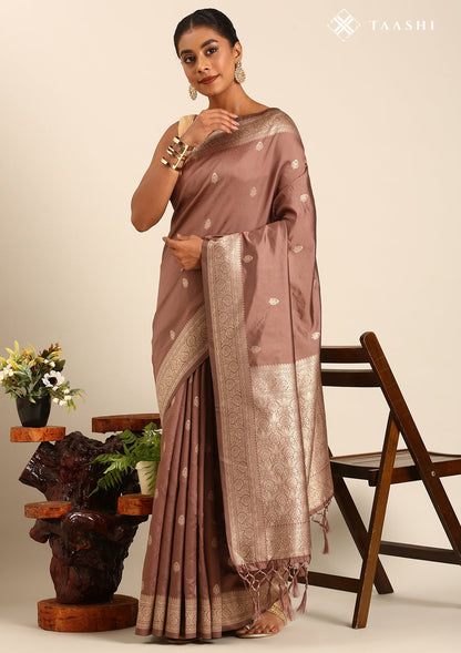 Mocha Mousse Traditional Pattern Woven Tussar Saree