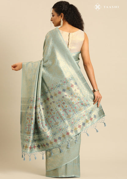Dusty Blue Banarasi Saree
