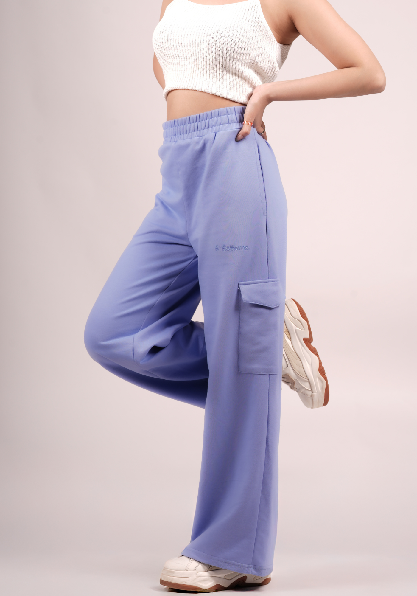 Wide Leg Cargos in Cornflower Blue