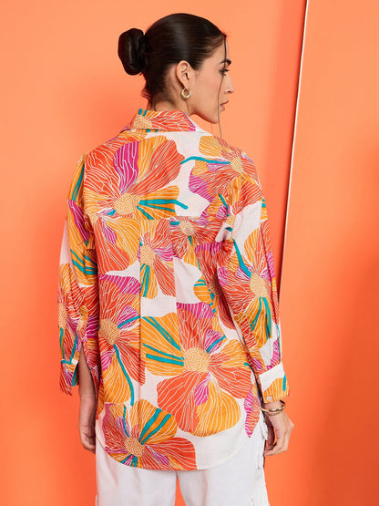 Printed Asymmetrical Cotton Shirt