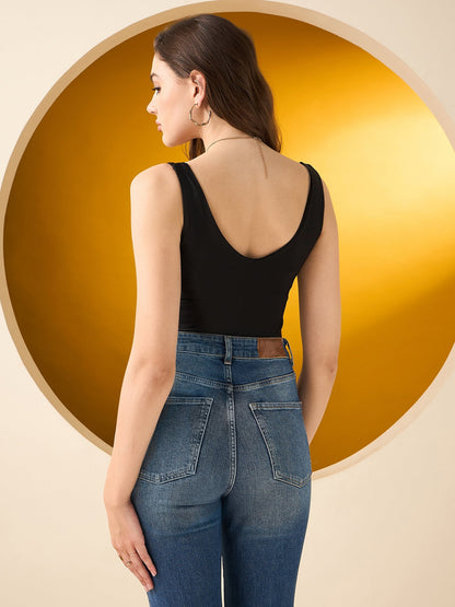 Solid Plunge Neckline Bodysuit