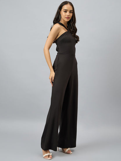 Cross V-Neck Open-Back Jumpsuit