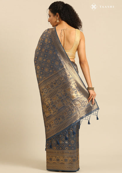 Dark Blue Banarasi Saree