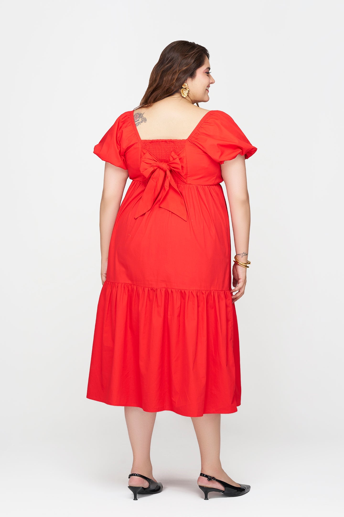 100% Cotton Puff Sleeve Maxi Dress