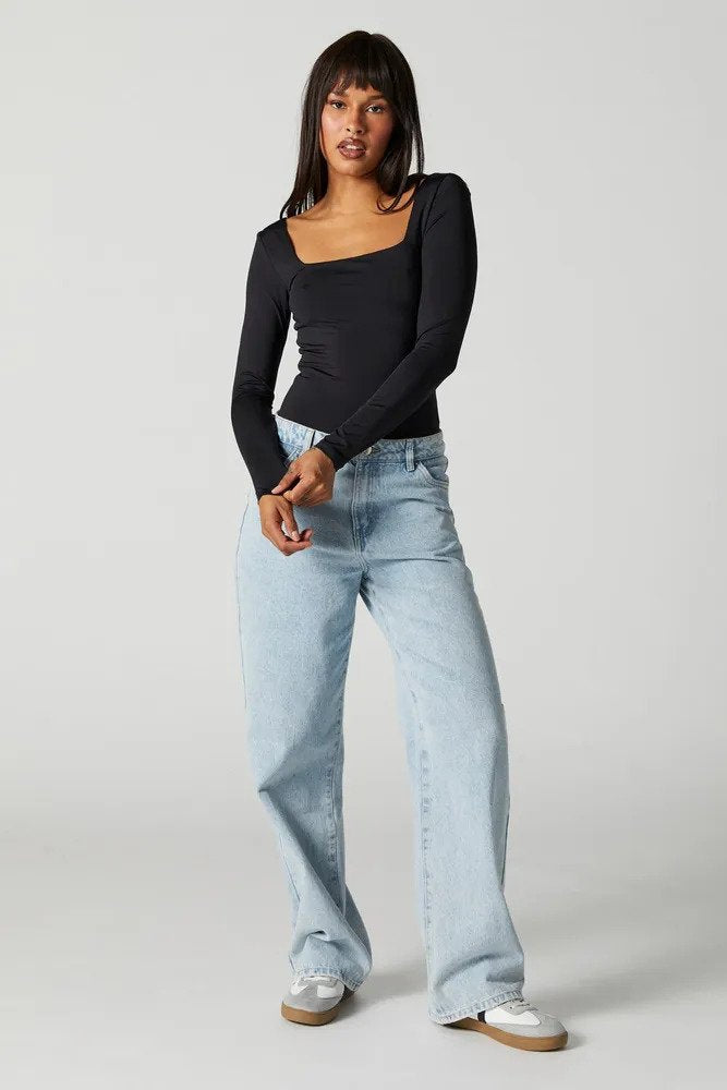 MWB Square Neck Long Sleeve Bodysuit Top