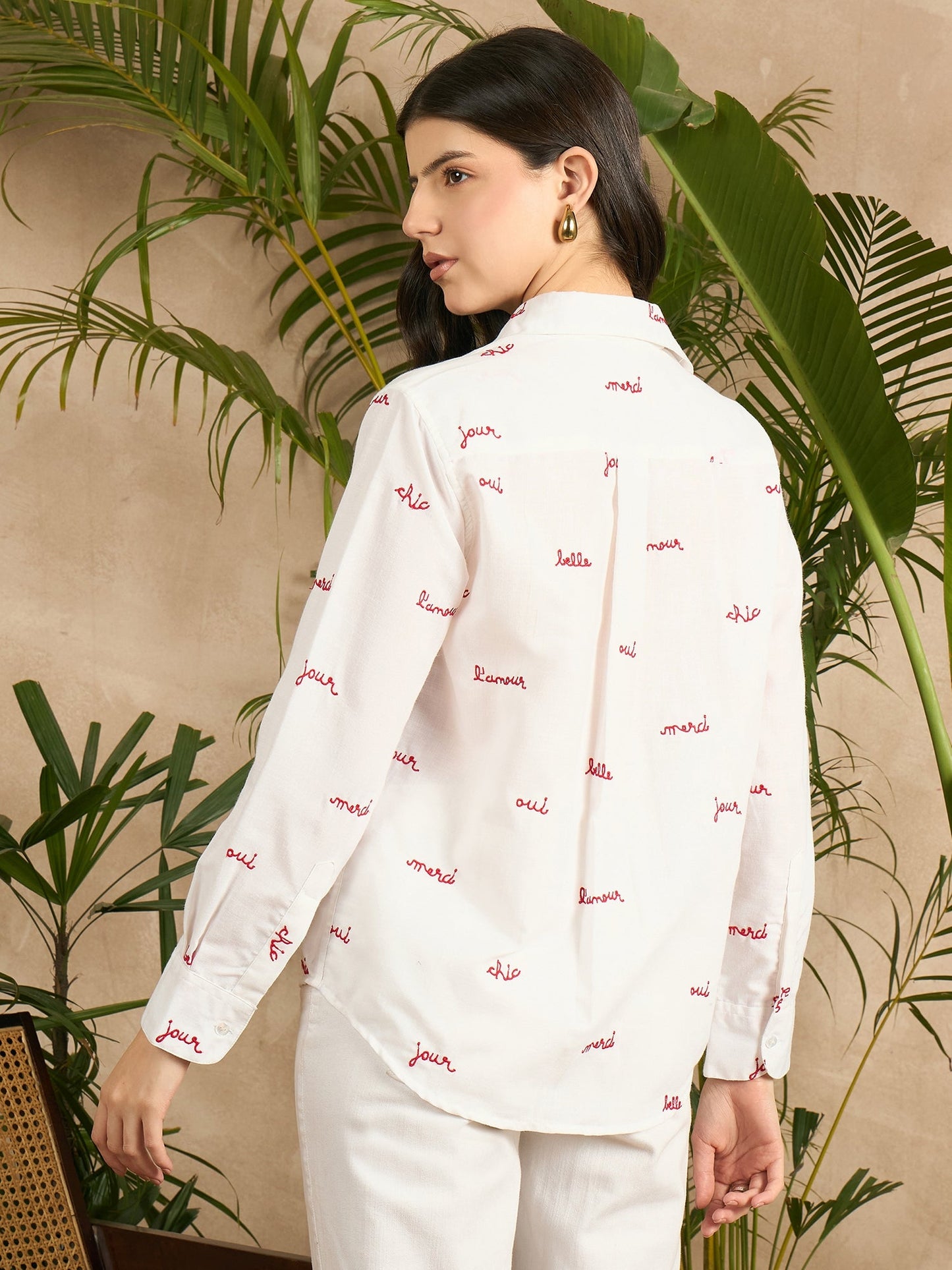 All Over Embroidered Linen Shirt