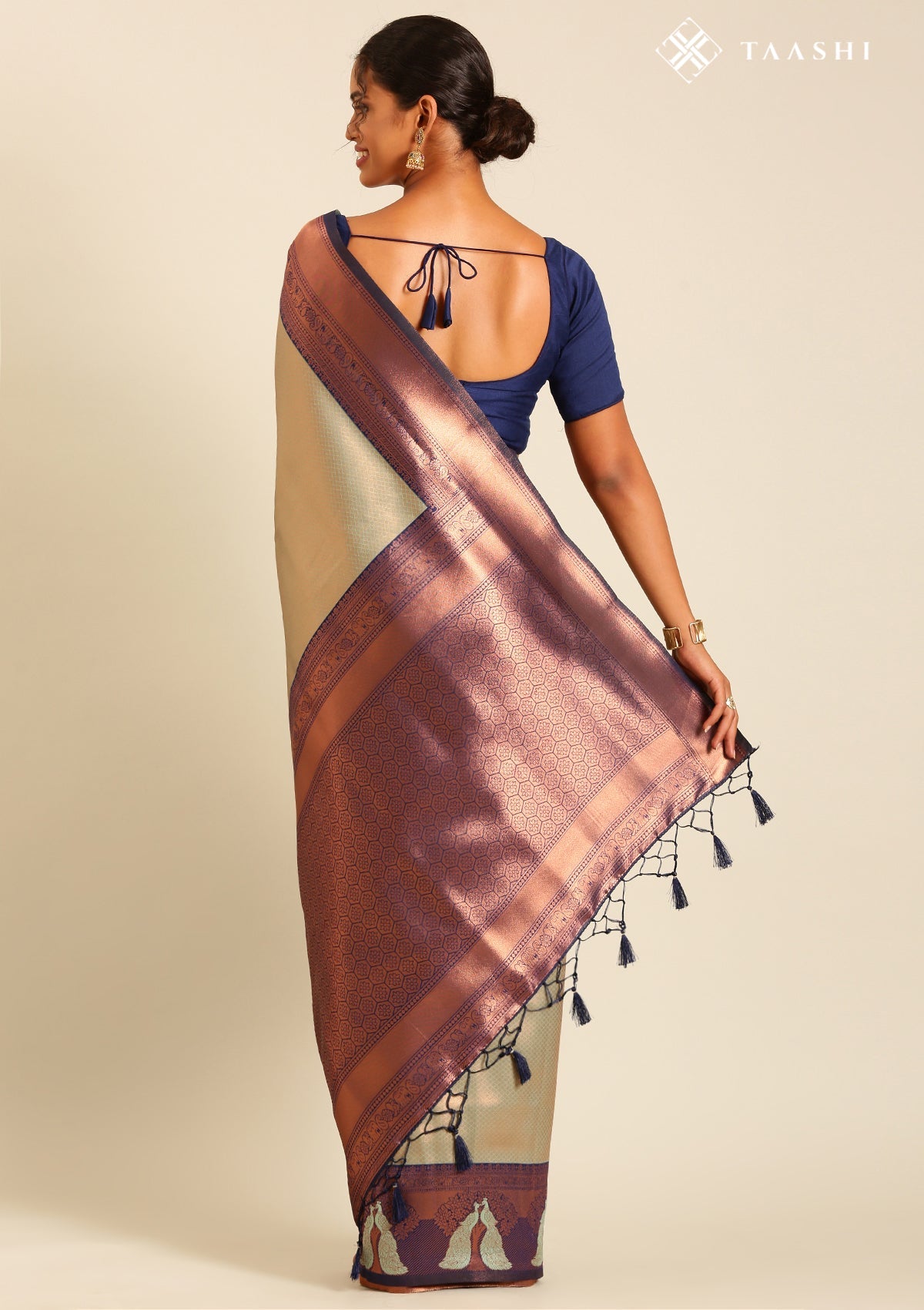 Sea Green Tissue Brocade Weaving Silk Saree