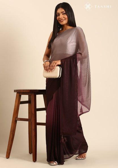 Multicolor Ombre Striped Chiffon Saree