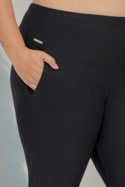 Plus Size Black Tummy Shaper Flare Pants