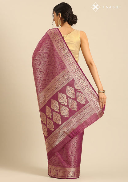 Purple Brocade Crepe Saree