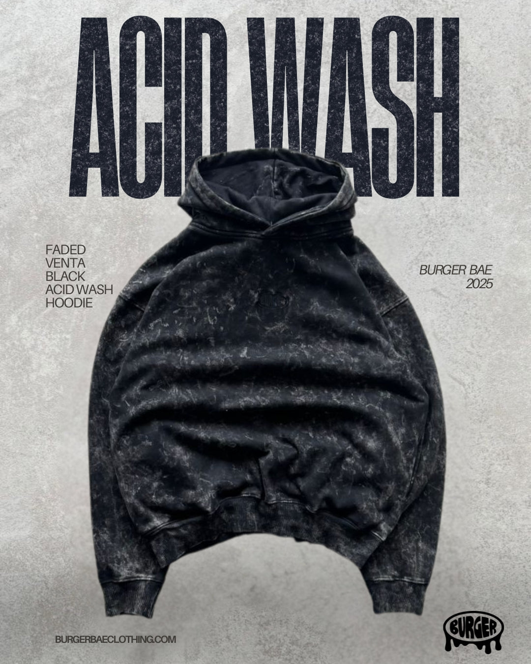 Black Acid wash hoodie
