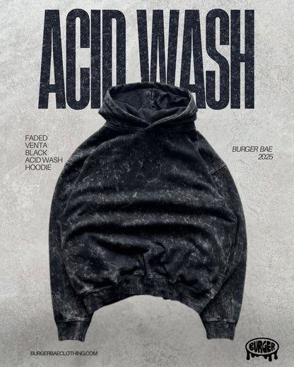 Black Acid wash hoodie