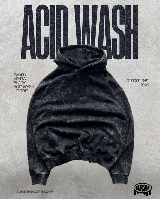Black Acid wash hoodie