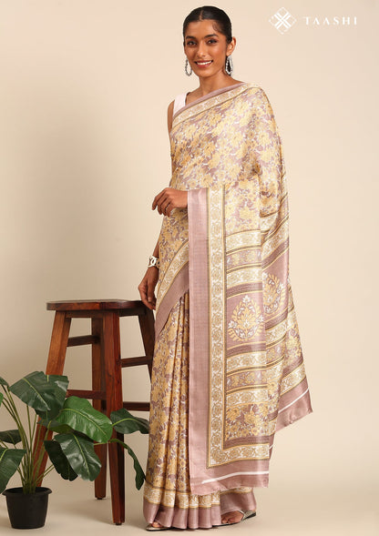 Copper A/O Floral Printed Art Tussar Matka Silk Saree