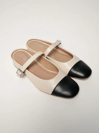 Theater Women Beige & Black Austens Mary Jane Flats