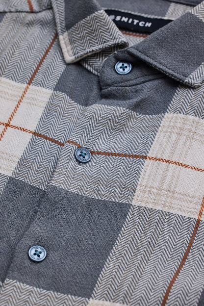 Grey Checks Slim Fit Shirt