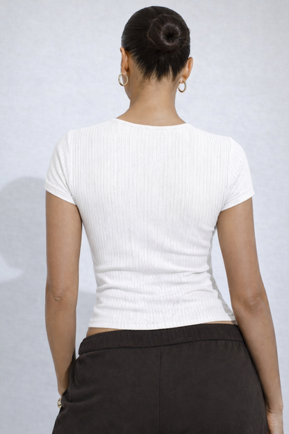 Pearlette Knit Cardigan Top - Cream