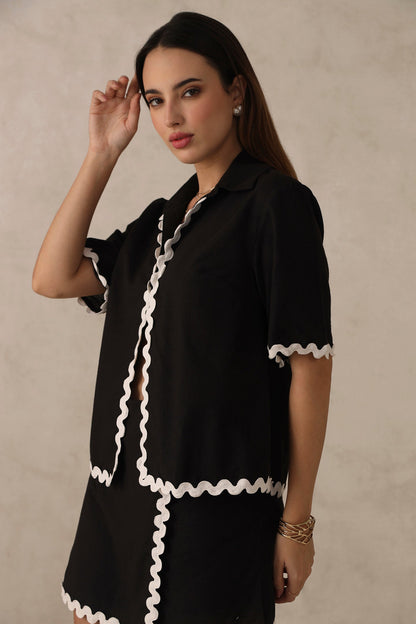 Black Ric Rac Lace Shirt