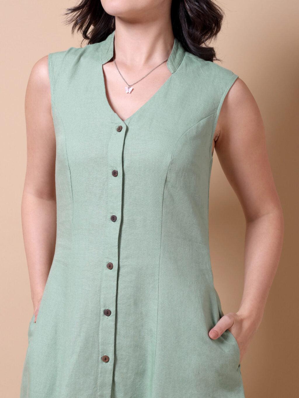 Relaxed Midi Shirt Dress | Green