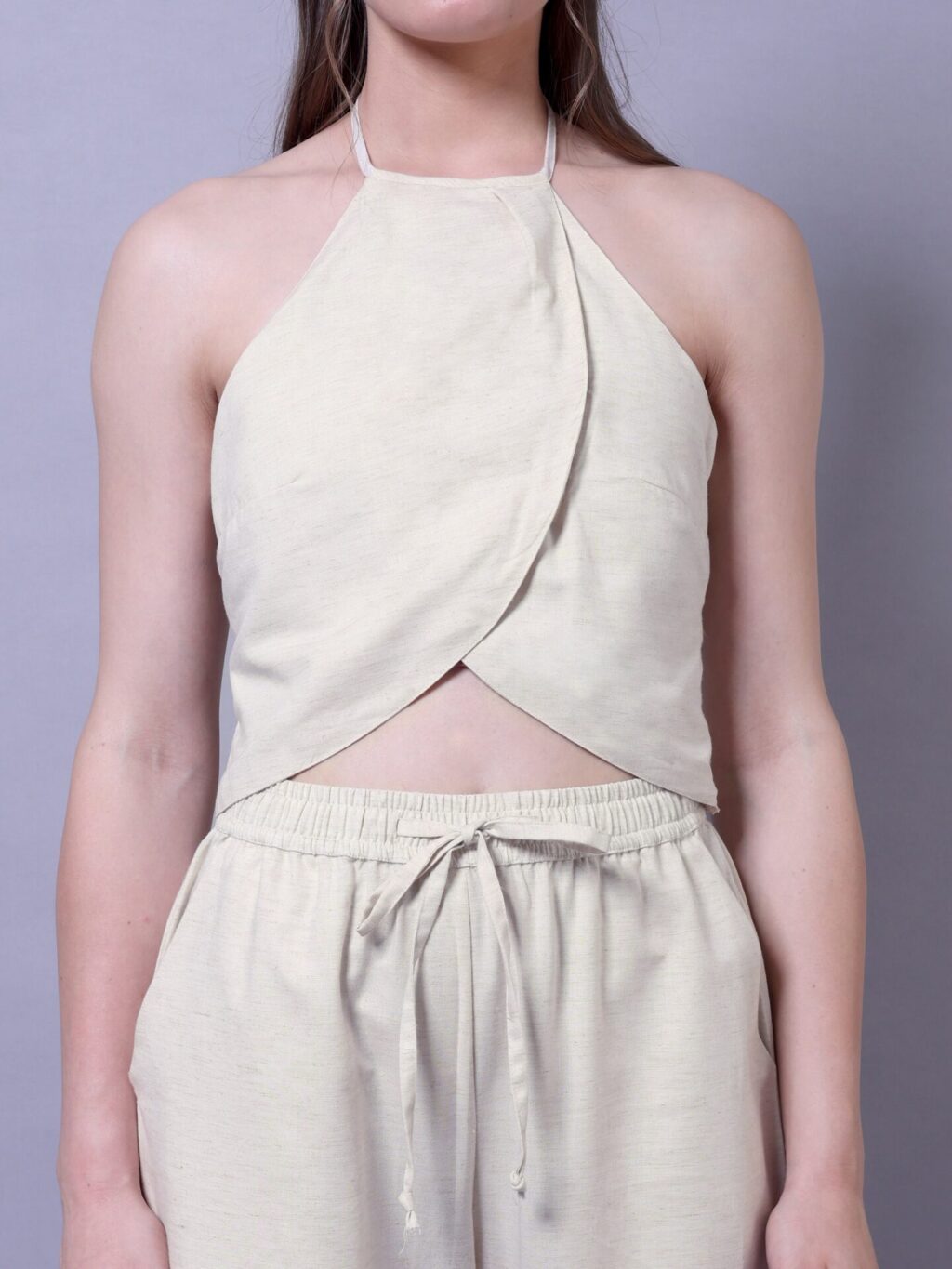 Linen Halter Co-ord Set | Off White
