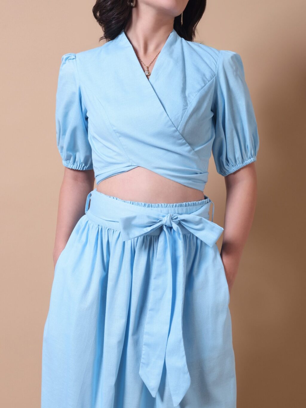 Gathered Maxi Co-ord Set | Sky Blue