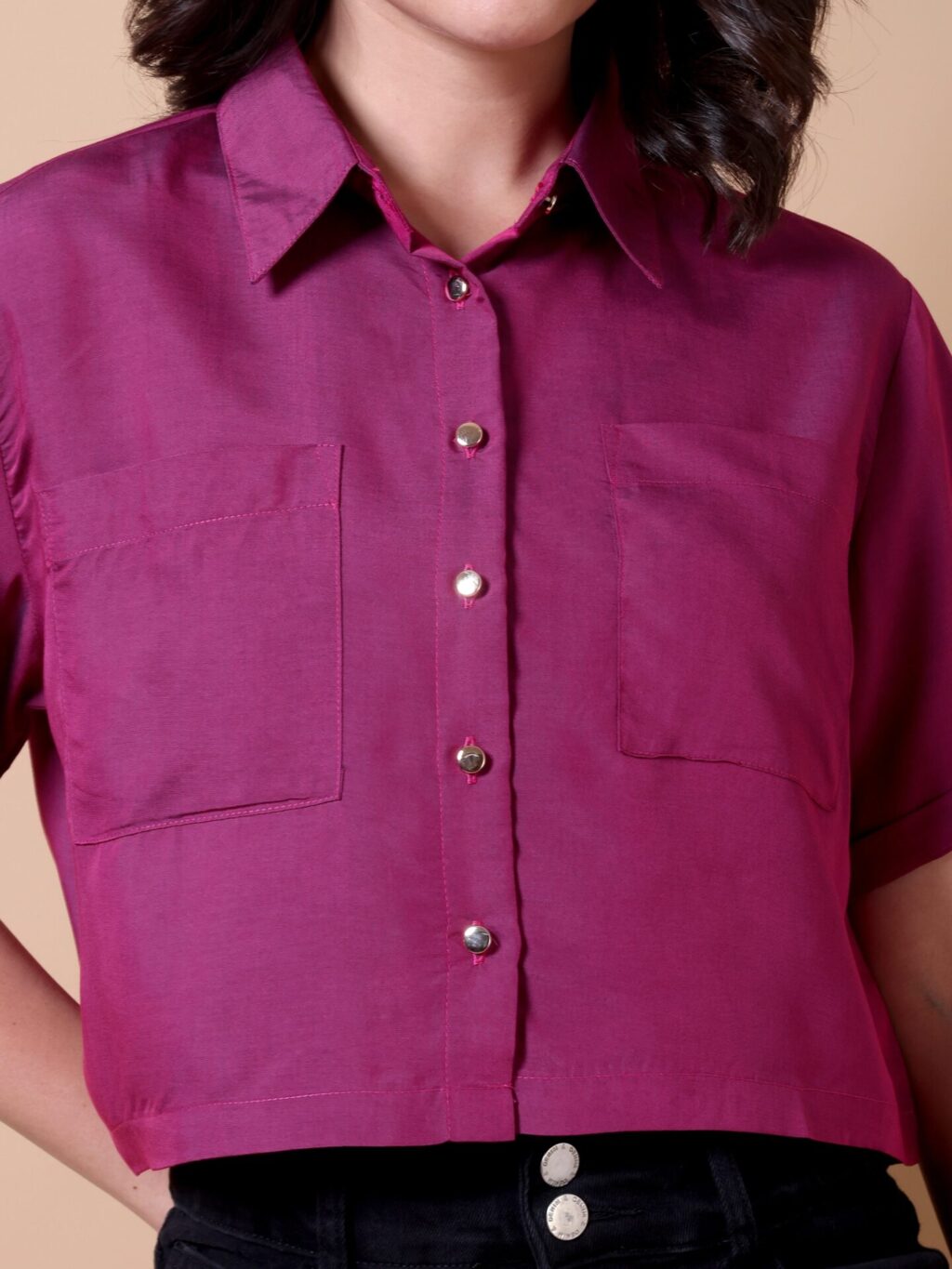 Cropped Pocket Shirt | Pink