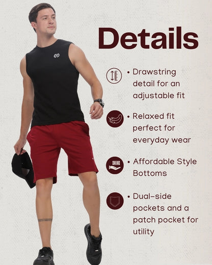 Everyday Cotton Shorts in Mulberry Red