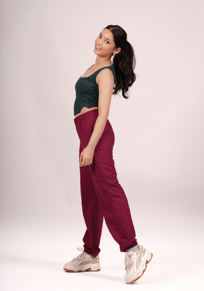 Cuddle Up Joggers in Cranberry Red