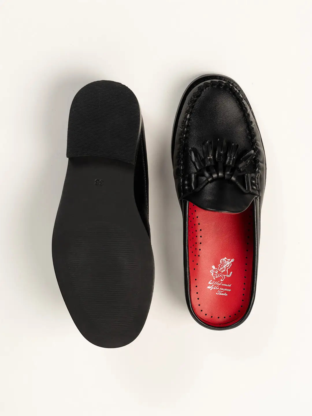 Theater Women Sherlocks Black Leather Tassel Loafers