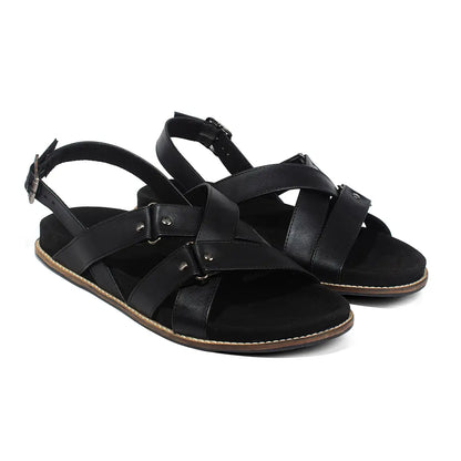 Paaduks Fox Crossover Vegan Leather Black Men Sandals