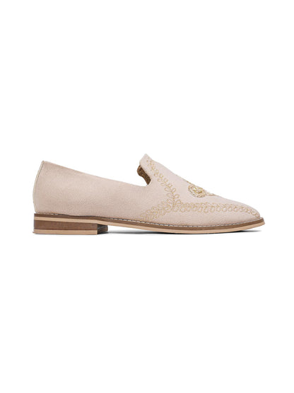 Monkstory Embroidered Slip-ons - Beige